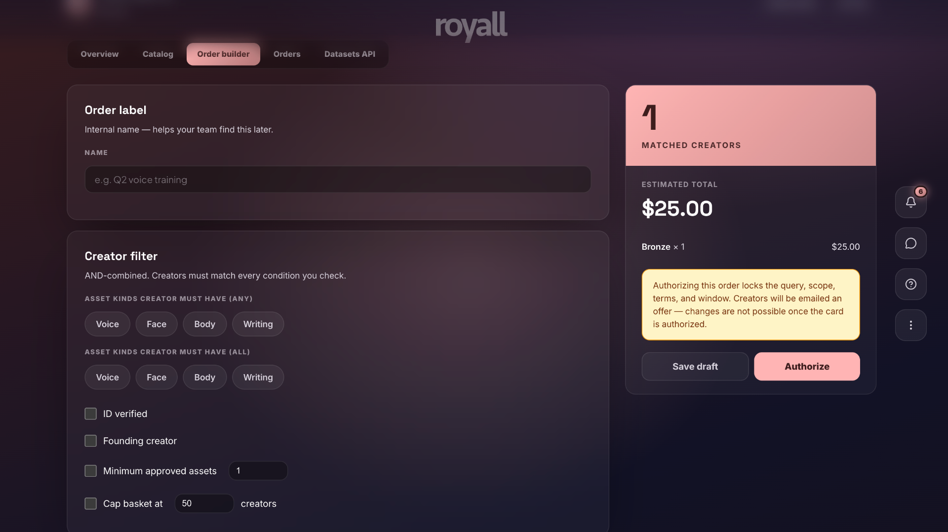 License order builder