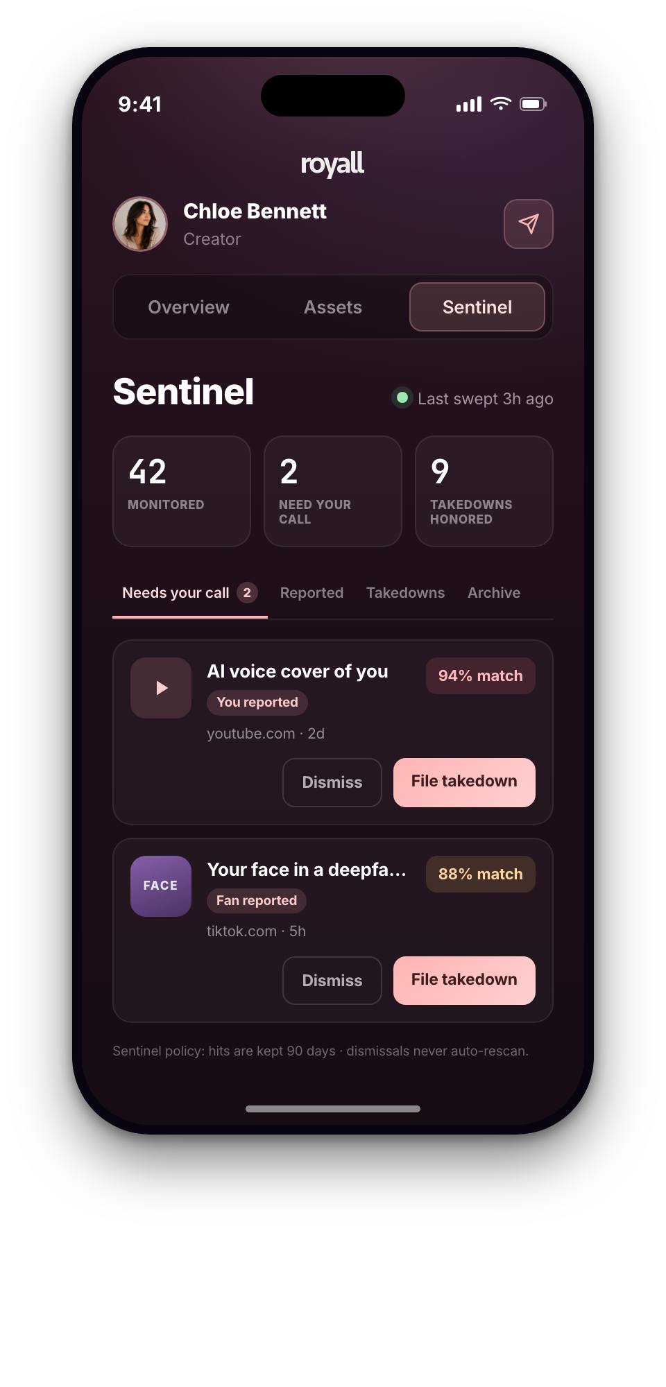 Royall app — Real alerts, not noise